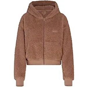 SKIMS Teddy Zip Front Hoodie Tan/Brown Cropped